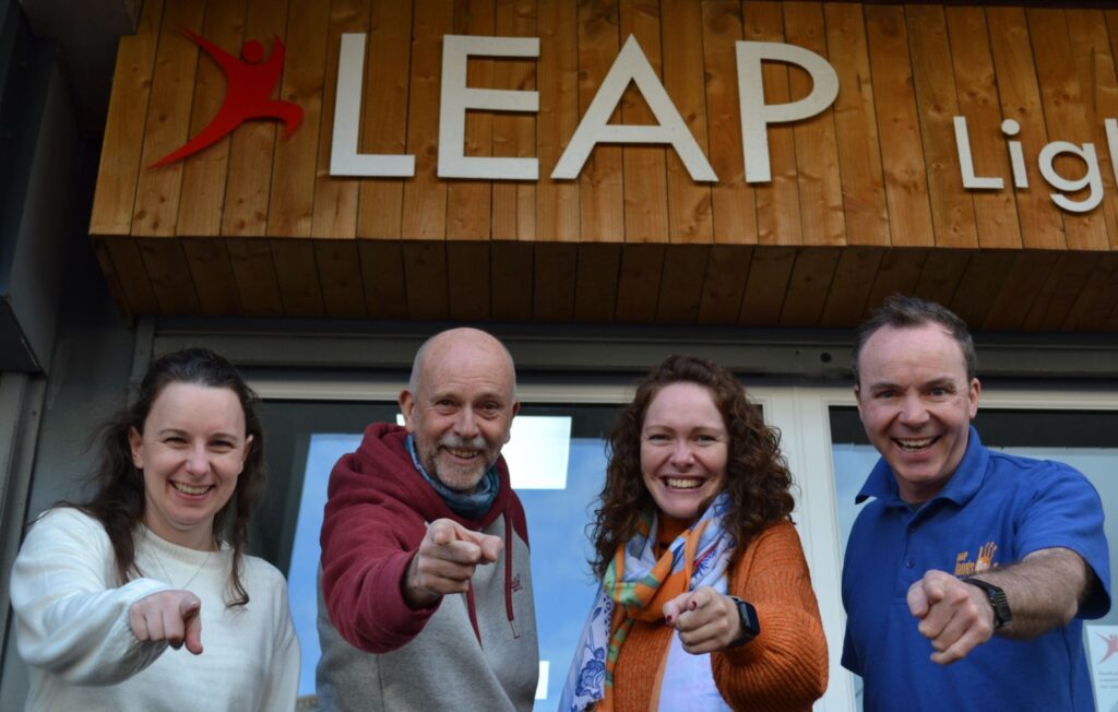leap workers outside leap building