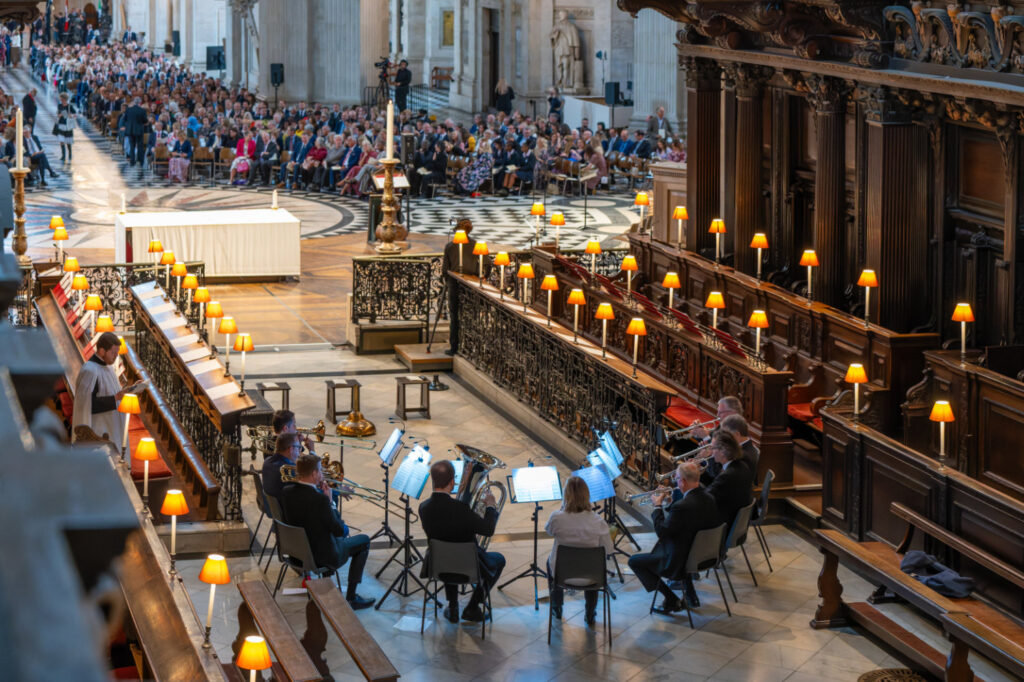 Brass band playing in St Paul's Cathedral