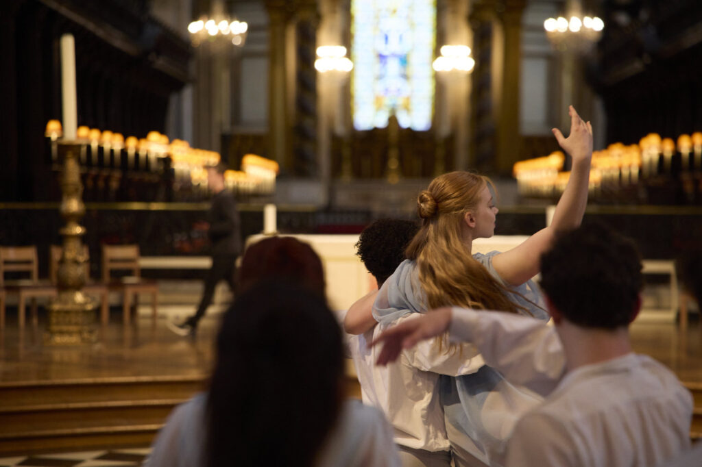 The Royal Ballet School perform a dance, choreographed by Layla (final year student), to the piano composition ‘Bluebird’ by Alexis Ffrench (b.1970).