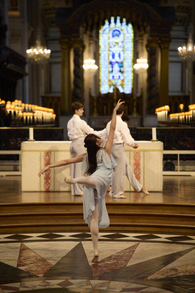 The Royal Ballet School perform a dance, choreographed by Layla (final year student), to the piano composition ‘Bluebird’ by Alexis Ffrench (b.1970).