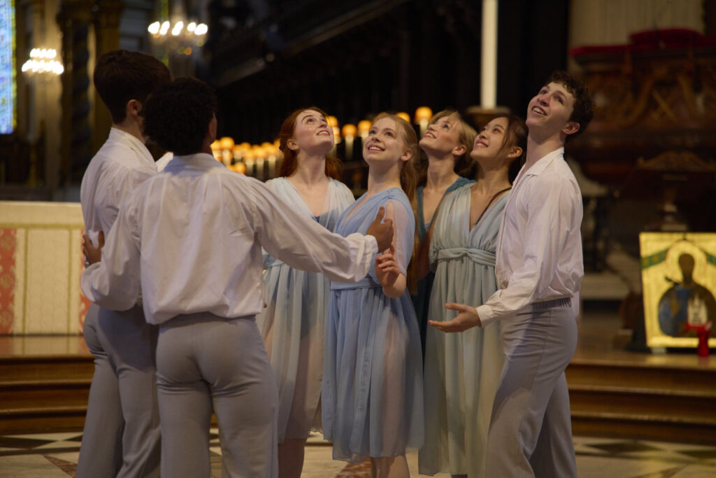 The Royal Ballet School perform a dance, choreographed by Layla (final year student), to the piano composition ‘Bluebird’ by Alexis Ffrench (b.1970).