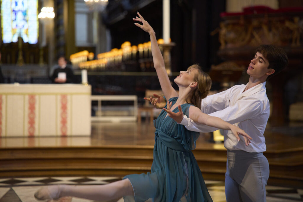 The Royal Ballet School perform a dance, choreographed by Layla (final year student), to the piano composition ‘Bluebird’ by Alexis Ffrench (b.1970).