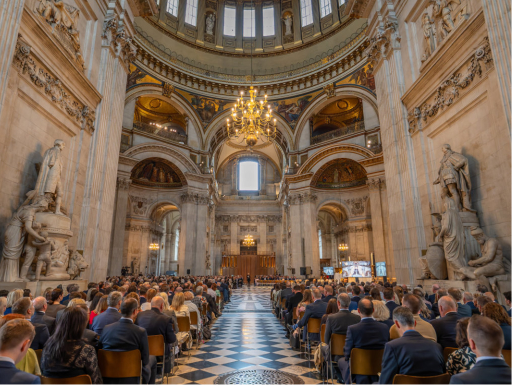 View of all attendees seated inside St Paul's Cathedral